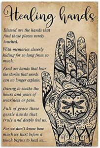 signchat healing hands massage therapist poster wall art poster cute sign wall decor metal sign poster 8x12 inches
