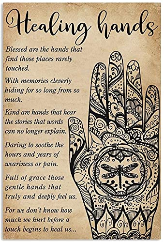 SIGNCHAT Healing Hands Massage Therapist Poster Wall Art Poster Cute Sign Wall Decor Metal Sign Poster 8X12 Inches