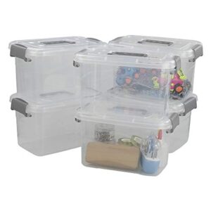 leendines 6 quart small storage bin, 6 packs plastic storage box with lid