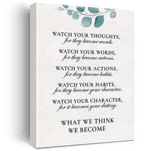 inspirational canvas wall art motivational watch your thoughts quote canvas print positive canvas painting office home classroom wall decor framed gift 12×15 inch