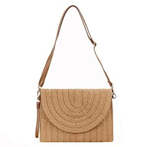 Straw Bag Straw Shoulder Bag Straw Clutch Straw Crossbody Bag Casual Beach Straw Handmade Bag for Women Envelope Purse Wallet