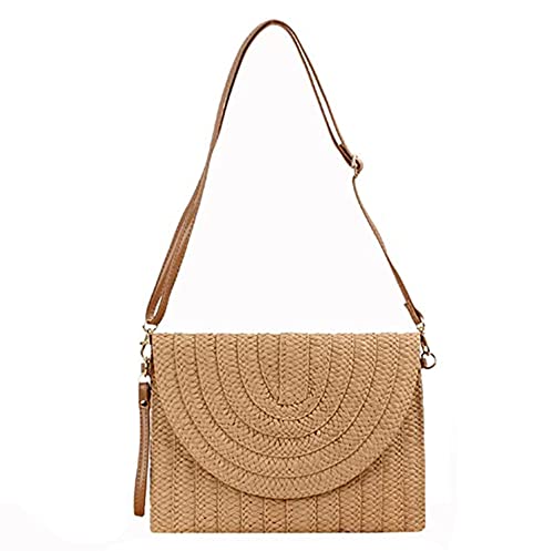 Straw Bag Straw Shoulder Bag Straw Clutch Straw Crossbody Bag Casual Beach Straw Handmade Bag for Women Envelope Purse Wallet