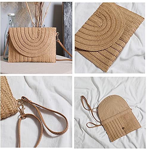 Straw Bag Straw Shoulder Bag Straw Clutch Straw Crossbody Bag Casual Beach Straw Handmade Bag for Women Envelope Purse Wallet