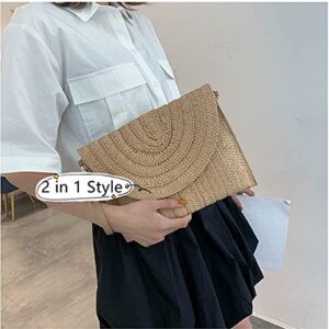 Straw Bag Straw Shoulder Bag Straw Clutch Straw Crossbody Bag Casual Beach Straw Handmade Bag for Women Envelope Purse Wallet