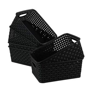 xowine black plastic storage basket, set of 6