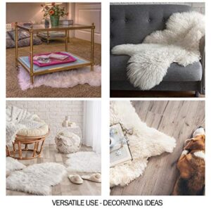 Sheepskin Throw Rug Faux Fur 2x3-Foot High Pile Soft and Plush Mat for Bedroom, Kitchen, Bathroom, Nursery & Office by Lavish Home