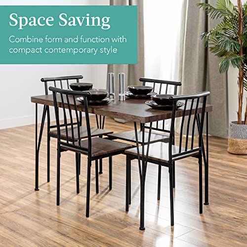 Best Choice Products 5-Piece Metal and Wood Indoor Modern Rectangular Dining Table Furniture Set for Kitchen, Dining Room, Dinette, Breakfast Nook w/ 4 Chairs - Drift Brown