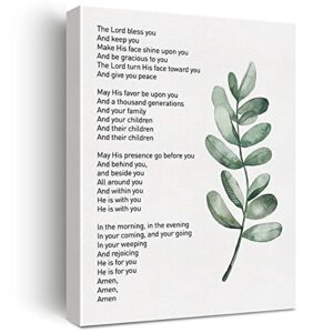 christian canvas wall art numbers 6:24-26 the lord bless you canvas print positive painting religious home wall decor framed nursery gift 12×15 inch
