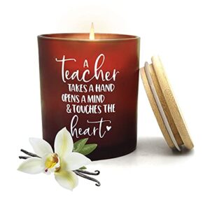 teacher gifts, scented candles for teacher-a teacher takes a hand, opens a mind & touches the heart-future teacher gifts, teacher retirement gifts for women, teacher appreciation gifts (vanilla)