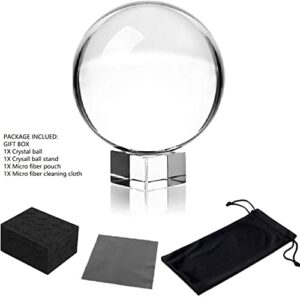 Glam Hobby K9 Crystal Ball, Photograph Crystal Ball with Stand and Pouch, K9 Crystal Suncatchers Ball with Microfiber Pouch, Decorative and Photography Accessory (60mm/2.36" Set, K9 Clear) (60mm)