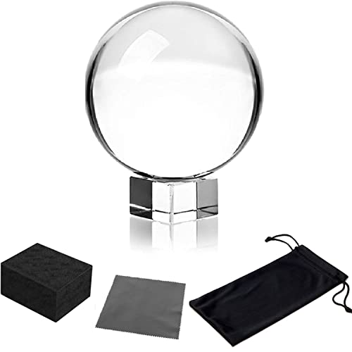 Glam Hobby K9 Crystal Ball, Photograph Crystal Ball with Stand and Pouch, K9 Crystal Suncatchers Ball with Microfiber Pouch, Decorative and Photography Accessory (60mm/2.36" Set, K9 Clear) (60mm)