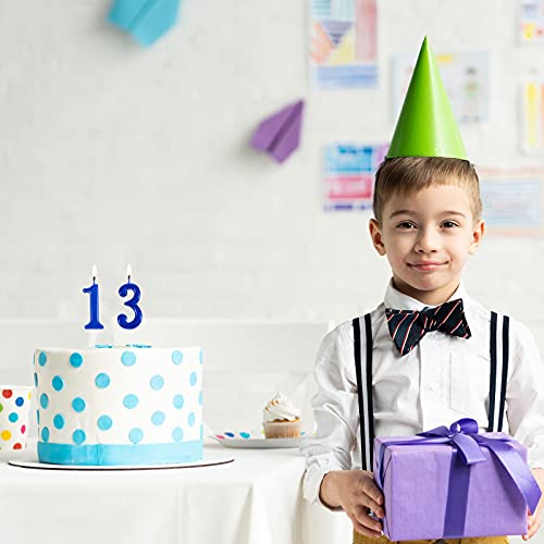 13th Birthday Cake Numeral Candles Cake Topper Happy Birthday Blue Cake Decoration for Party Favor Wedding Anniversary Celebration Supplies