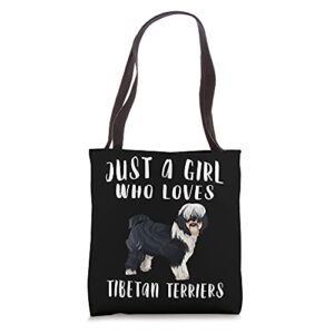 im just a girl who loves tibetan terriers dog lover tote bag
