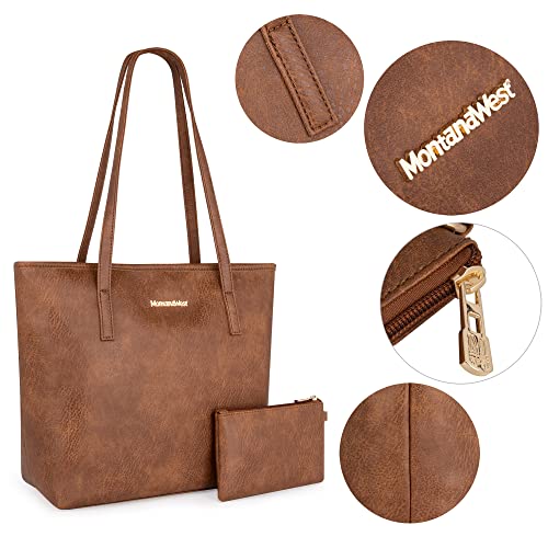 Montana West Tote Bags Large Leather Purses and Handbags for Women Top Handle Shoulder Satchel Hobo Bags B2B-MWC-028BR