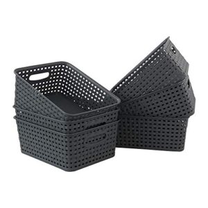 xowine 6-pack plastic storage basket, 10″ x 7.5″ x 4.05″, gray