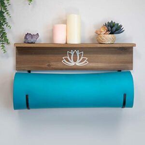 Stratton Home Decor Yoga Mat Holder Wall Shelf, Large, Brown