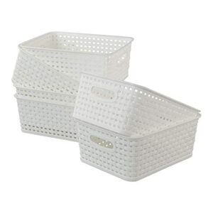 xowine white plastic storage basket, set of 6