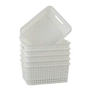 Xowine White Plastic Storage Basket, Set of 6