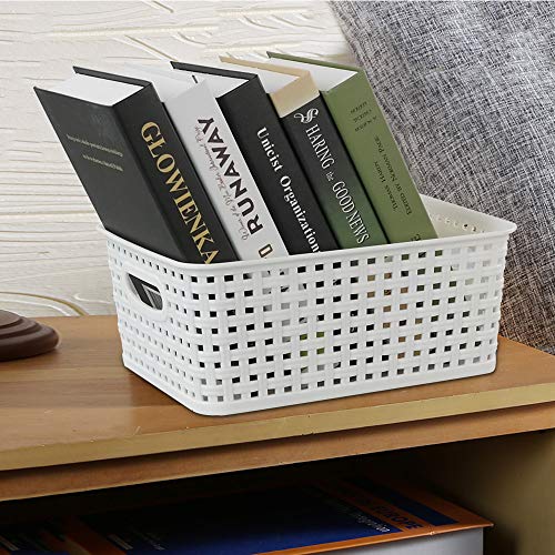 Xowine White Plastic Storage Basket, Set of 6