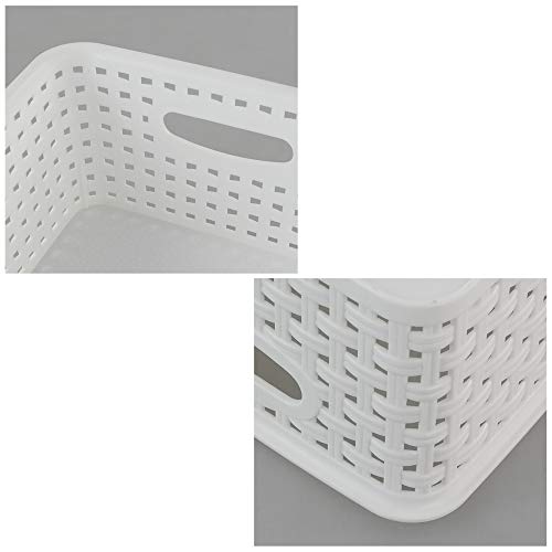 Xowine White Plastic Storage Basket, Set of 6