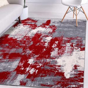 luxe weavers rug nuvola 8722 red distressed abstract area rug 5×7