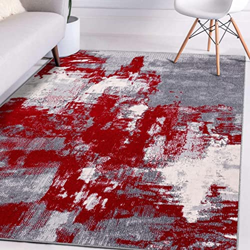 LUXE WEAVERS Rug Nuvola 8722 Red Distressed Abstract Area Rug 5x7