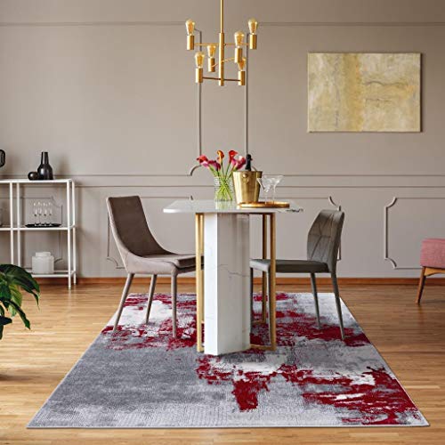 LUXE WEAVERS Rug Nuvola 8722 Red Distressed Abstract Area Rug 5x7