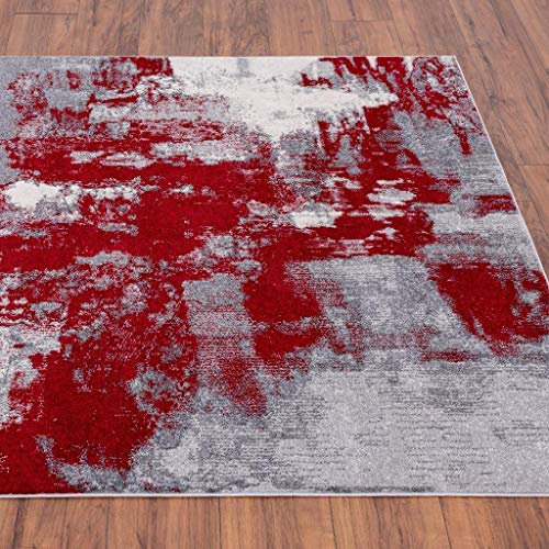 LUXE WEAVERS Rug Nuvola 8722 Red Distressed Abstract Area Rug 5x7