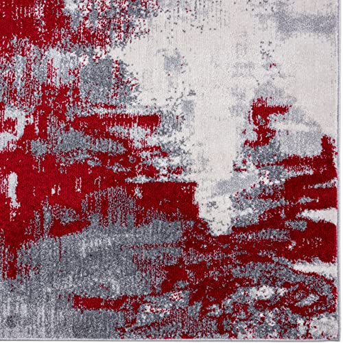 LUXE WEAVERS Rug Nuvola 8722 Red Distressed Abstract Area Rug 5x7