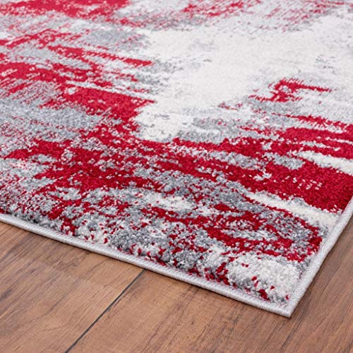 LUXE WEAVERS Rug Nuvola 8722 Red Distressed Abstract Area Rug 5x7