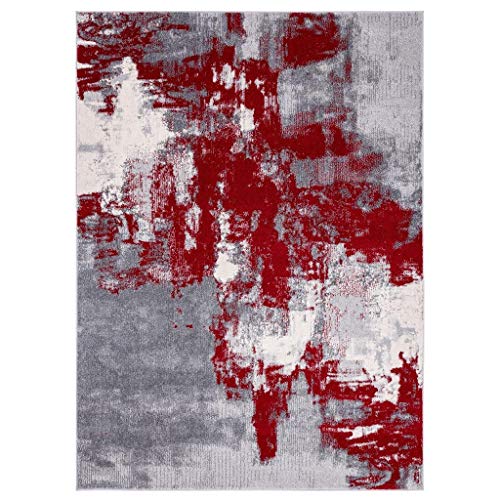 LUXE WEAVERS Rug Nuvola 8722 Red Distressed Abstract Area Rug 5x7