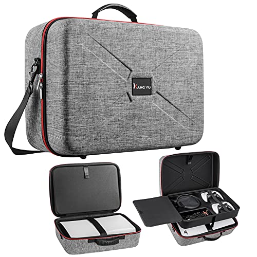 Double-Layer Design Protective Compatible with ps5 Carrying Case,Hard Shell Have Cushion Padding Travel Storage Bag Compatible with Playstation 5 Digital Edition/Disc game Consoles,Waterproof and Shockproof.