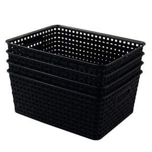 asking 4-pack plastic weave storage basket, black