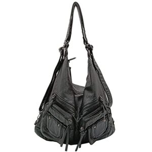 Women Shoulder Bag Large Hobo Bags Tote bags Crossbody Bags Backpack (Black)