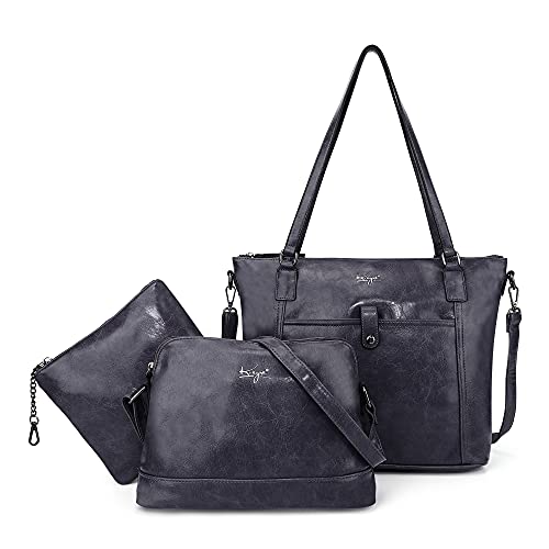 Women Fashion Vegan Leather Tote Handbags Wallet Shoulder Bag Top Handle Satchel Purse Sets 3pcs