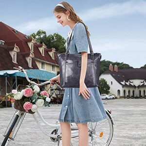 Women Fashion Vegan Leather Tote Handbags Wallet Shoulder Bag Top Handle Satchel Purse Sets 3pcs