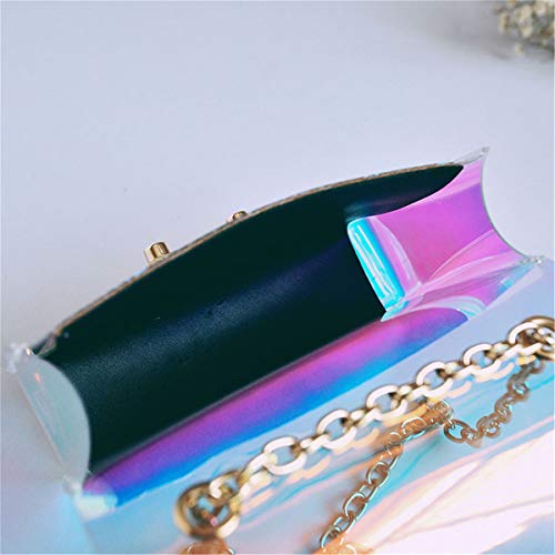 Iridescent Purse Holographic Bag Chain Crossbody Messenger Bag Evening Clutch for Women and Girls (Style B)