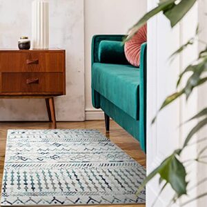 antep rugs bohemian geometric 3×5 indoor area rug phoenix, blue, 3′ x 5′