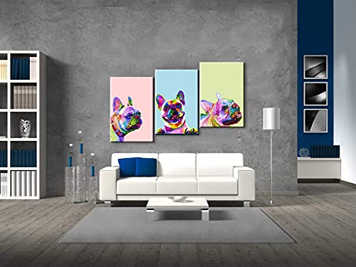 3 Piece Colorful Dog Wall Decor French Bulldog Wall Art Dog Decor Dog Room Decor Animal Wall Art Animal Posters Dog Wall Art Dog Poster for Living Room Bedroom Office Decor (12''Wx16''Hx3PCS)