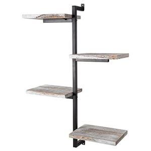 Farmhouse, Wall Mounted Floating Shelves – Set of 2 Decorative Shelves w/ Metal Brackets - Industrial Shelves for Bedroom, Living Room or Bathroom – Modern Wall Décor & Book Shelf Idea - Rustic White