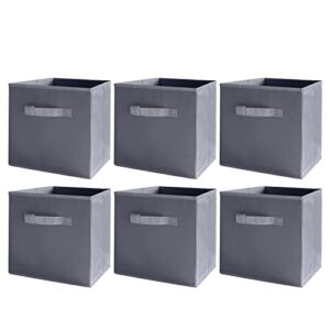 pachira e-commerce gray storage bins – collapsible sturdy fabric storage basket cube for organizing shelf nursery home closet, 6 pack, (grey)