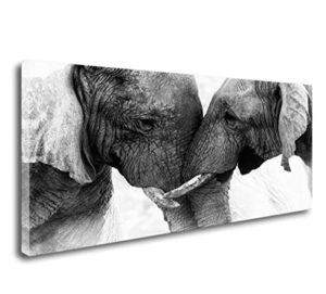 dzl art d73050 black and white elephants entwine wall art canvas painting ready to hang for living room bedroom office wall decor home decoration