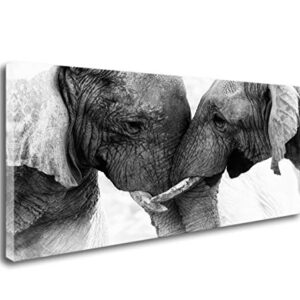 DZL Art D73050 Black and White Elephants Entwine Wall Art Canvas Painting Ready to Hang for Living Room Bedroom Office Wall Decor Home Decoration