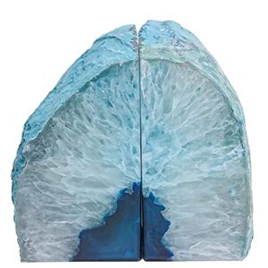 brazilian agate polished crystal bookends dyed non-toxic blue with rubber bumpers (2 to 3 lbs)