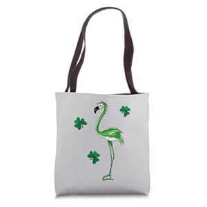 St Pat's Day Green Irish Flamingo Lucky Shamrocks Tote Bag