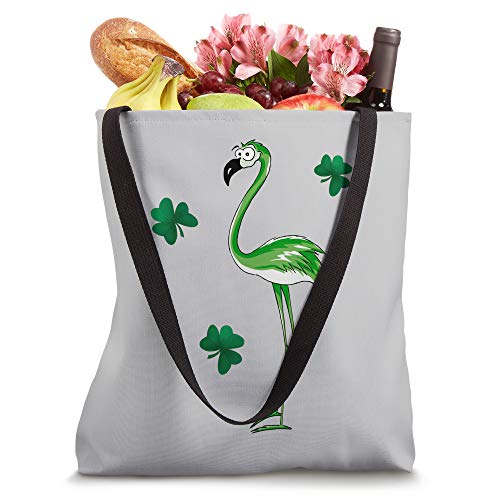 St Pat's Day Green Irish Flamingo Lucky Shamrocks Tote Bag