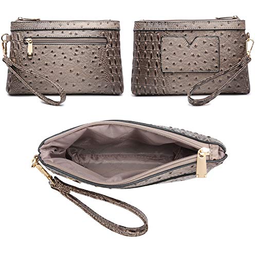 MKP Women Fashion Satchel Handbag Purse with Matching Wristlet Wallet Set 2pcs (Khaki)