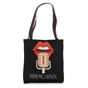 karaoke queen singing singer music microphone lips gift tote bag