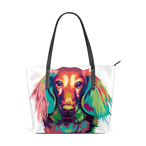 Shoulder Bag for Women Tote Bags Leather Shopper Bag Large Work Dachshund Dog Pop Decor Handbags Casual Bag