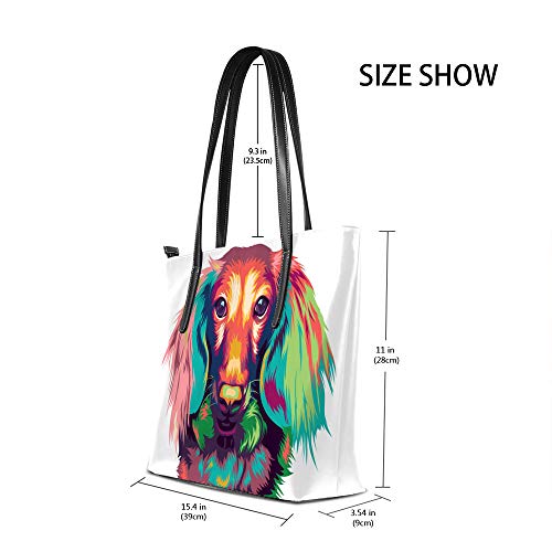 Shoulder Bag for Women Tote Bags Leather Shopper Bag Large Work Dachshund Dog Pop Decor Handbags Casual Bag